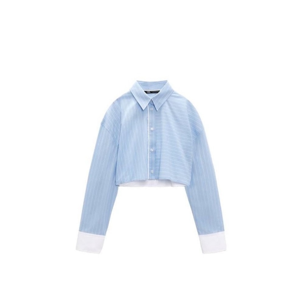 Zara Striped Crop Poplin shirt